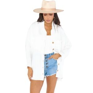 Show Me Your Mumu Johnny Tunic White Oversized Bohemian Linen Medium